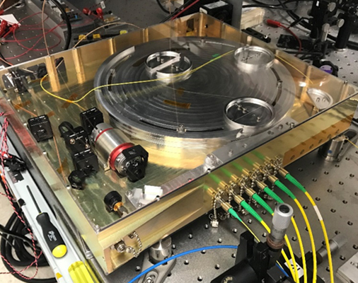 An ionization laser being tested in a laboratory.