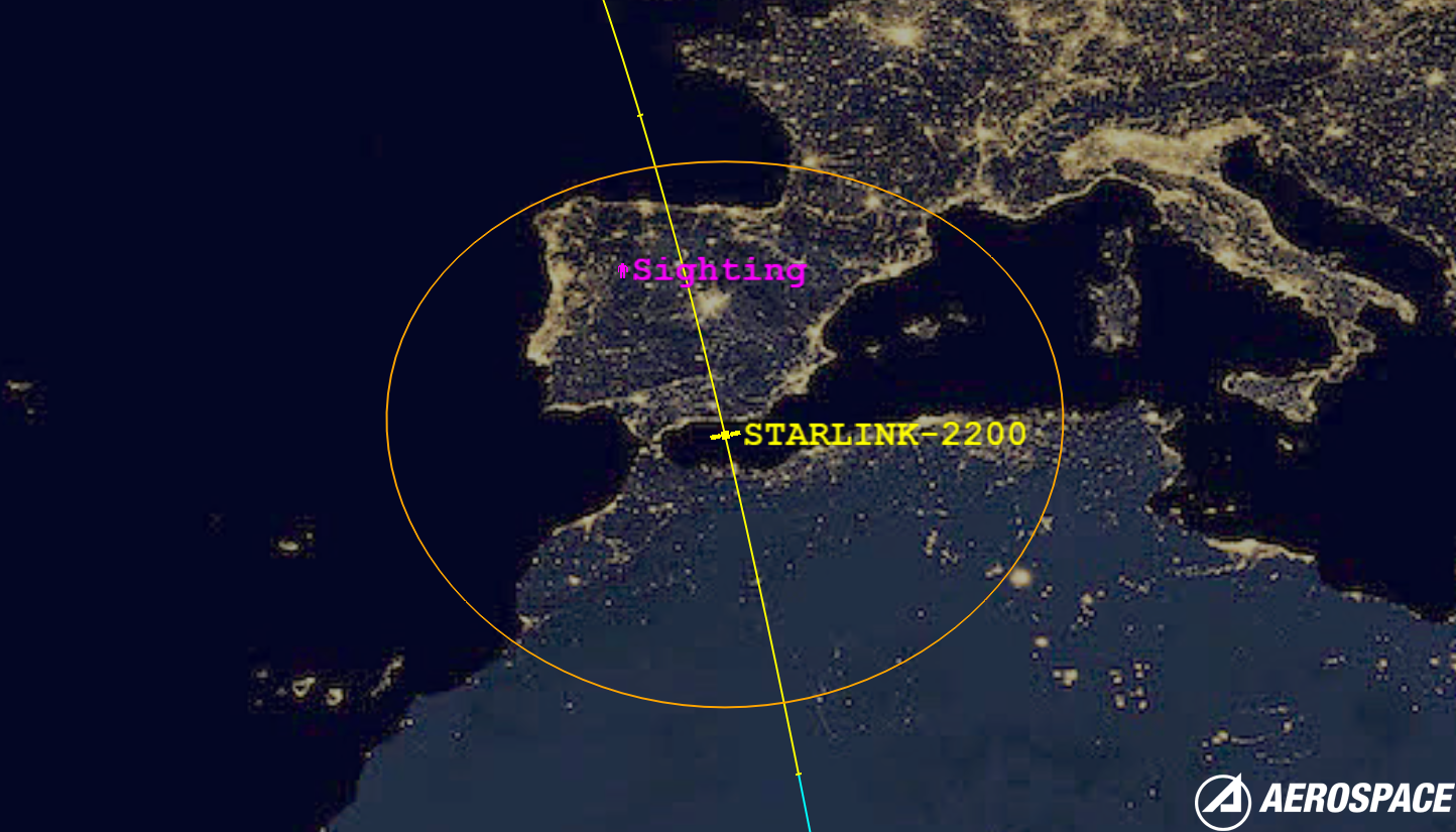 Close Up Reentry Sighting of STARLINK-2200 (ID 47414)