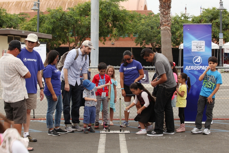 At Los Angeles Fleet Week, students constructed straw rockets and blasted them high into the air.