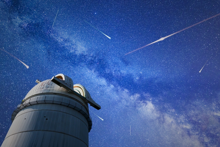 Observatory with starry night in the background