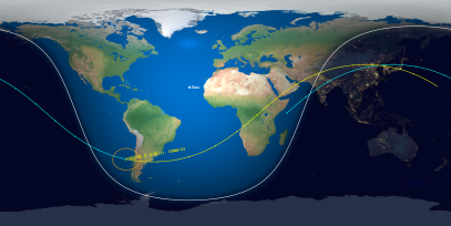 Delta 2 Rocket Body (ID 28476) Prediction Ground Track Image