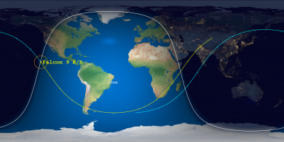 Falcon 9 Rocket Body (ID 46669) Reentry Prediction Image