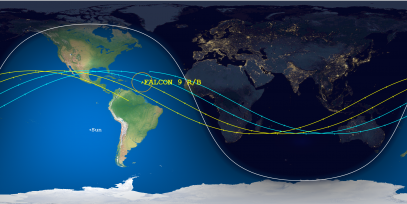 Falcon 9 Rocket Body (ID 43588) Reentry Prediction Image