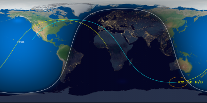 CZ-3B Rocket Body (ID 43209) Reentry Prediction Image