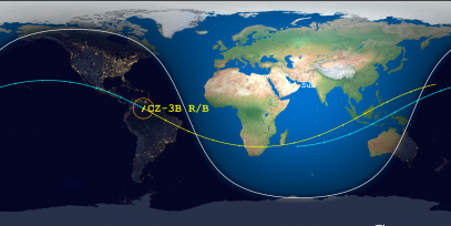 CZ-3B Rocket Body (ID 43451) Reentry Prediction Image