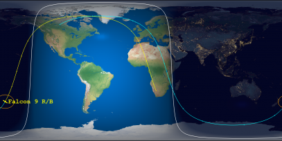 Falcon 9 Rocket Body (ID 49130) Reentry Prediction Image