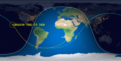 DRAGON CRS-23 Debris (ID 49268) Reentry Prediction Image
