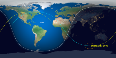 STARLINK-2080 (ID 47365) Reentry Prediction Image