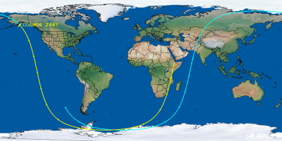 COSMOS-2487 (ID 39194) Reentry Prediction Image