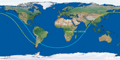 STARLINK-1833 (ID 46759) Reentry Prediction Image